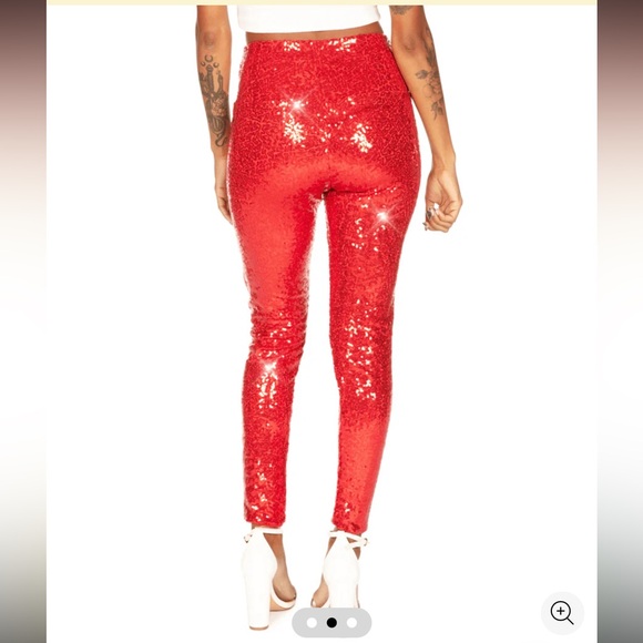 TIPSY ELVES RED SEQUIN HIGH WAISTED LEGGINGS - Picture 2 of 9